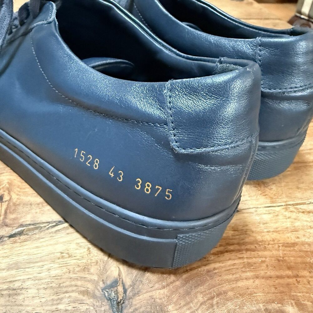Common Projects ORIGINAL ACHILLES LOW Navy Leather Men 43 EU 10 US Made In Italy - Picture 4 of 12